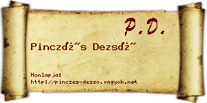 Pinczés Dezső névjegykártya